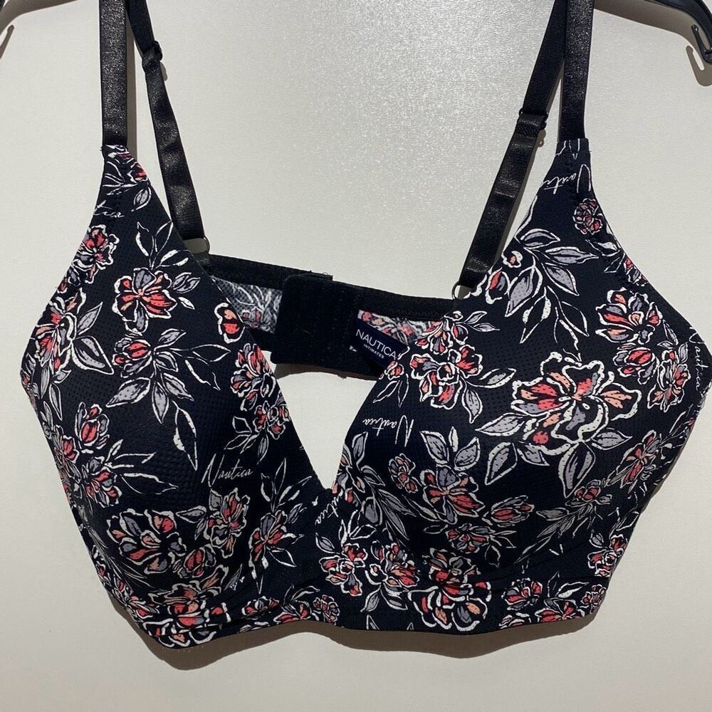 Nautica Intimates Women's Multicolor Floral Adjustable Strap Wireless Bra Sz 42D